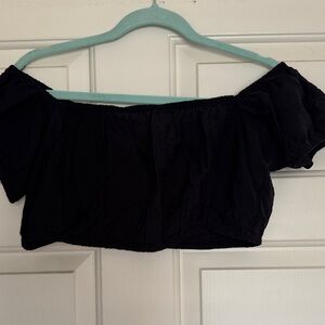 Black Off-Shoulder Crop Top